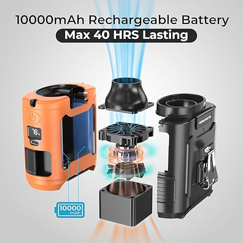 Miniatura 3 de Ventilador portátil de clip de cintura de 10000 mAh, ventilador personal de enfriamiento 40H, ventilador de cinturón fuerte de 5 velocidades
