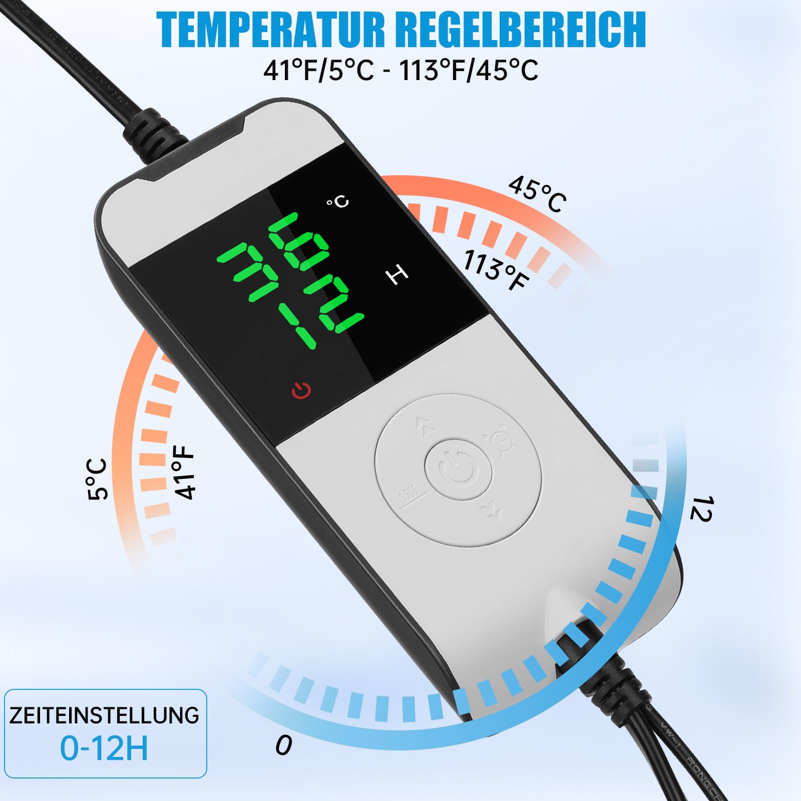 WADEO Heizmatte für Pflanzen groß, 55 w Sämlinge Heizmatte Wärmematte mit Thermostat 5°C bis 45°C, Gewächshaus Wärmematte Wasserdicht mit Timerfunktion, für Setzlingskeimung Sämling Germination