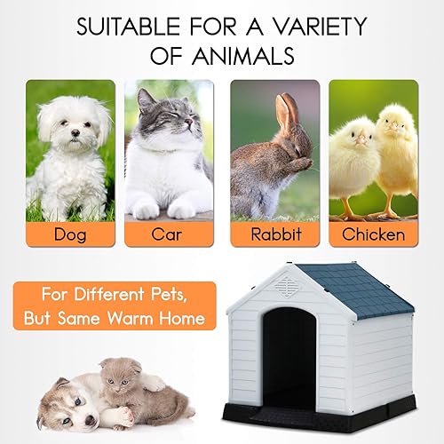 Vista 3 de BestPet Casa para perros para interiores y exteriores, con aislamiento, de plástico duradero, para perros pequeños, medianos y grandes, resistente a