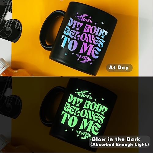 Miniatura 2 de AHIJOY Vinilo adhesivo permanente que brilla en la oscuridad, 12 pulgadas x 10 pies, ópalo holográfico blanco a verde neón, vinilo adhesivo luminoso