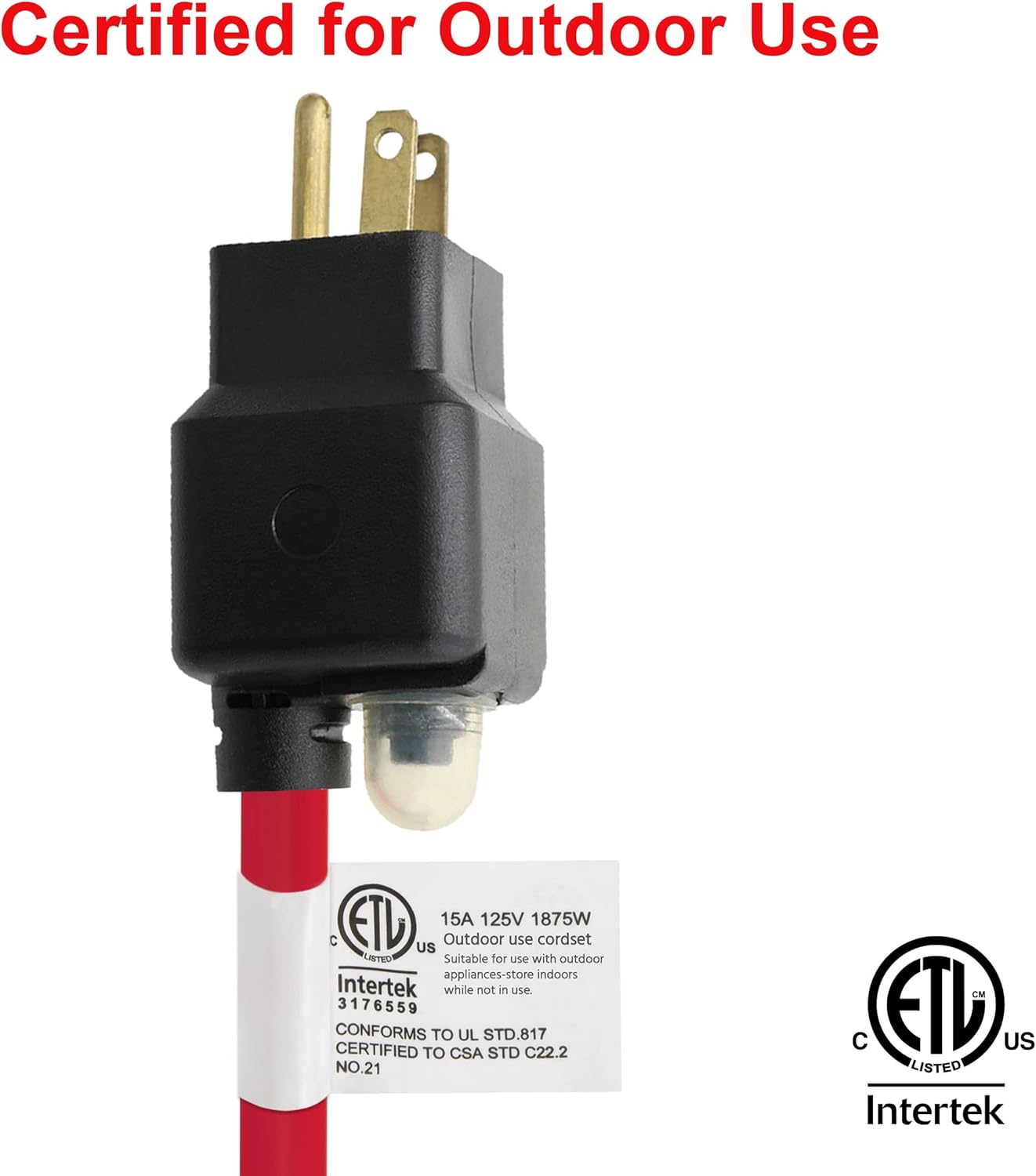 Clear Power 50 ft 14/3 SJTW 3 Outlet Heavy Duty Outdoor Extension Cord with Circuit Breaker Plug, Water, Weather & Kink Resistant, Flame Retardant, Red, 3 Prong Grounded Plug, CP10142