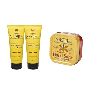 The Naked Bee Hand & Cuticle Healing Salve 1.5oz/Sunflower, Beeswax & Shea Butter + Coconut & Honey Moisturizing Hand & Body Lotion, 6.7oz