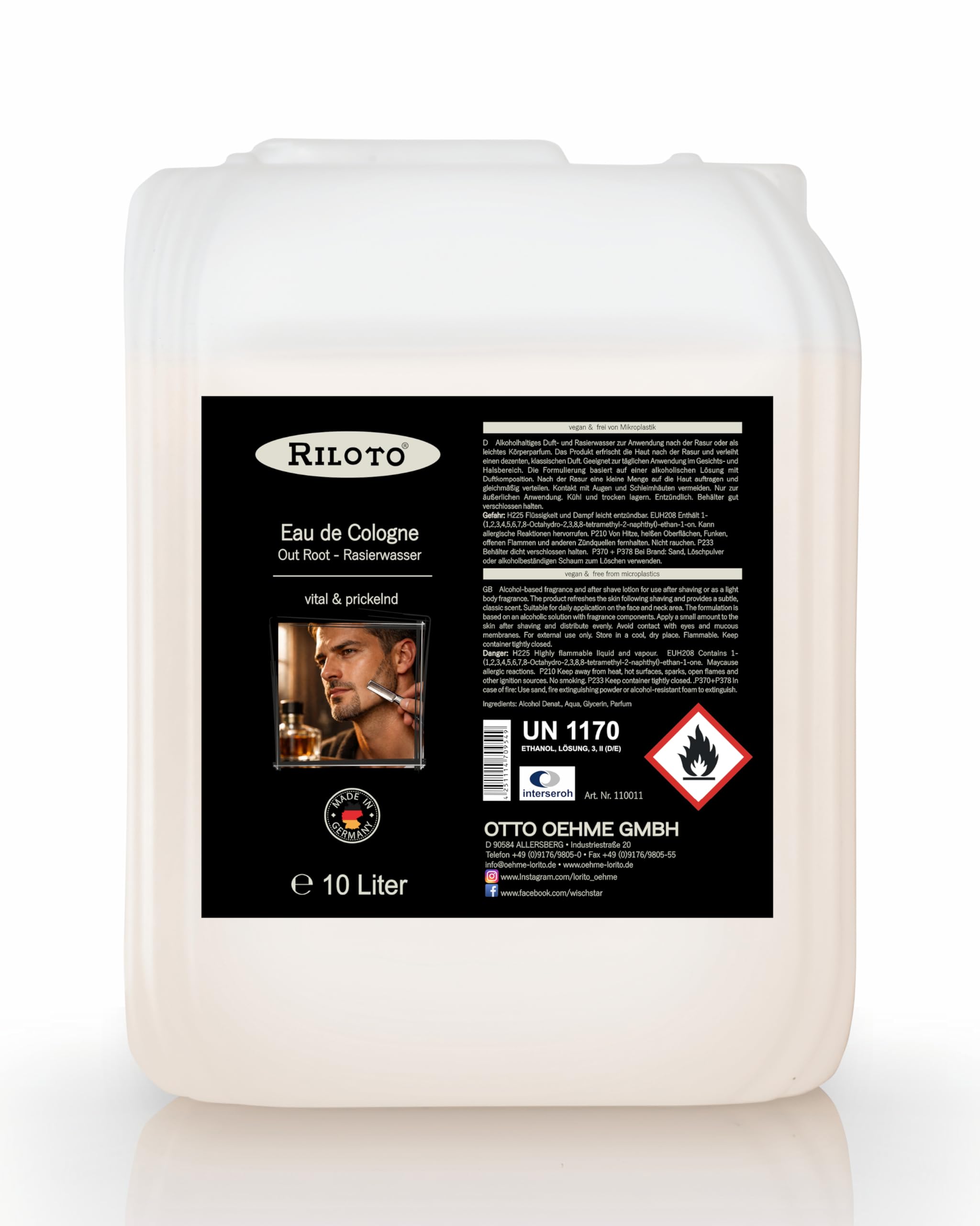 Eau de Cologne After Shave 10L Rasierwasser Herren