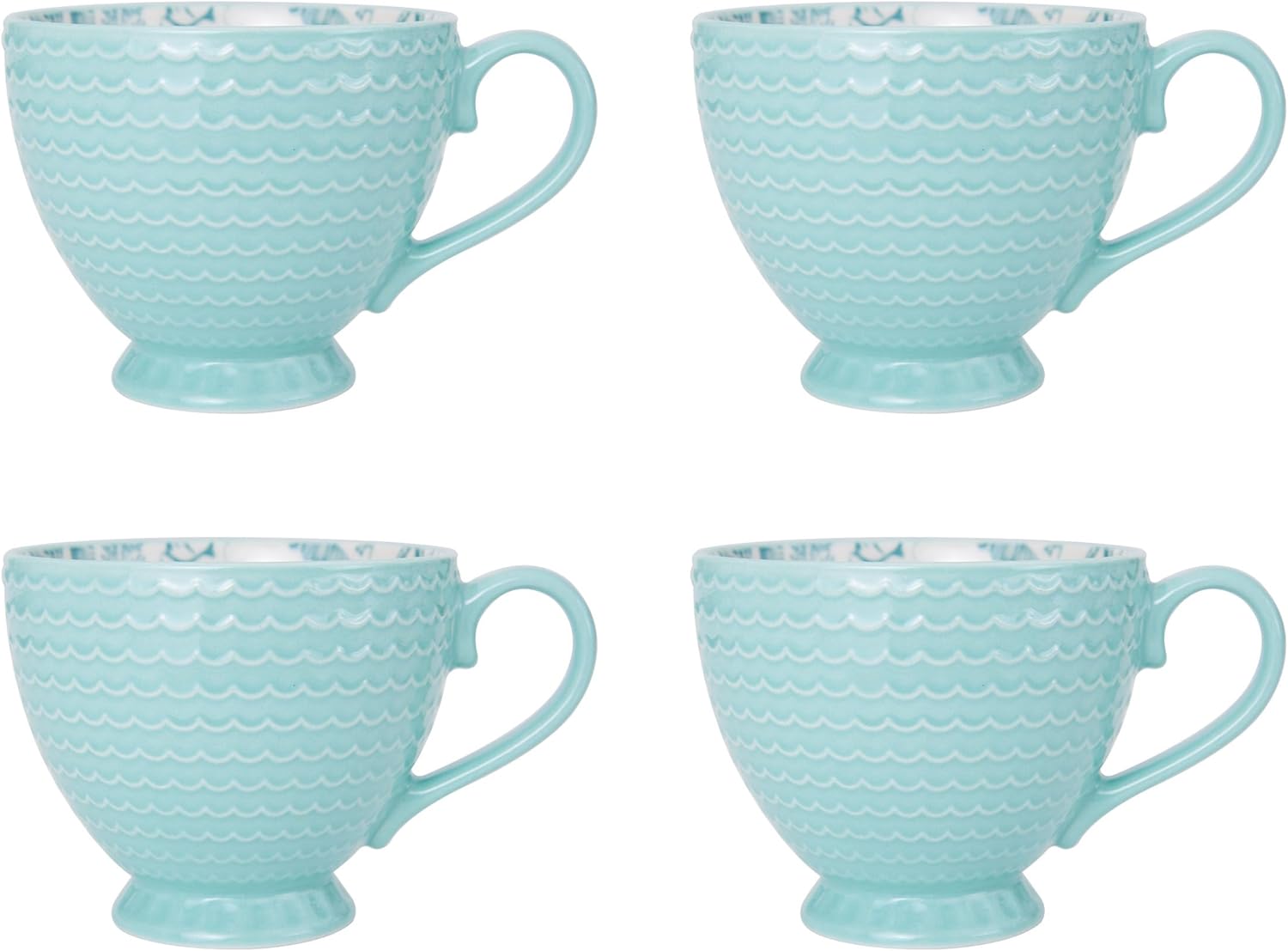 Pfaltzgraff Venice 16-Piece Stoneware Dinnerware Set, Service for 4, Aqua and White Color Combination, Durable and Chip Resistant, Microwave Safe