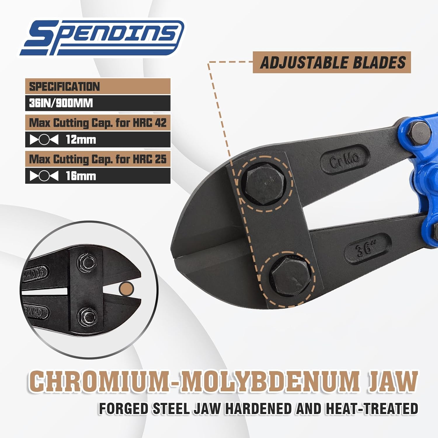 36 IN Bolt Cutter with Drop Forged Cr-Mo Alloy Steel Blades,with Ergonomic Handle,Heavy Duty Metal Cutter for Rebars, Chains, Locks, Wires, Bolts, Fence.