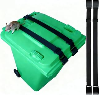 2-Pack Trash Can Locks for Animals with Double Metal Claw Wind Proof Trash Can Lock,Adjustable Strap for 28-100 Gallon Garbage Can Locks for Animals Outdoor Trash Can Lid Lock Against Raccoon