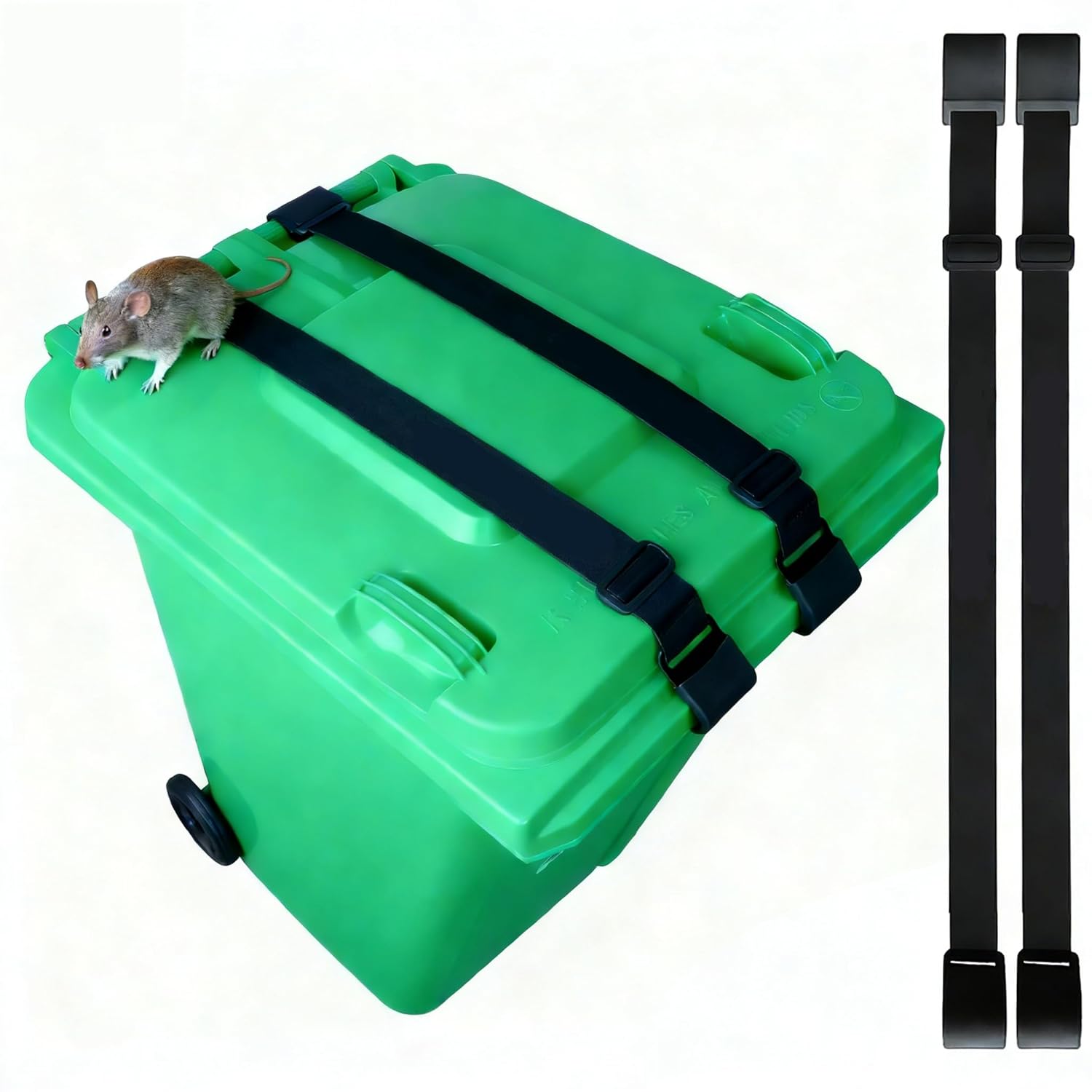 2-Pack Trash Can Locks for Animals with Double Metal Claw Wind Proof Trash Can Lock,Adjustable Strap for 28-100 Gallon Garbage Can Locks for Animals Outdoor Trash Can Lid Lock Against Raccoon