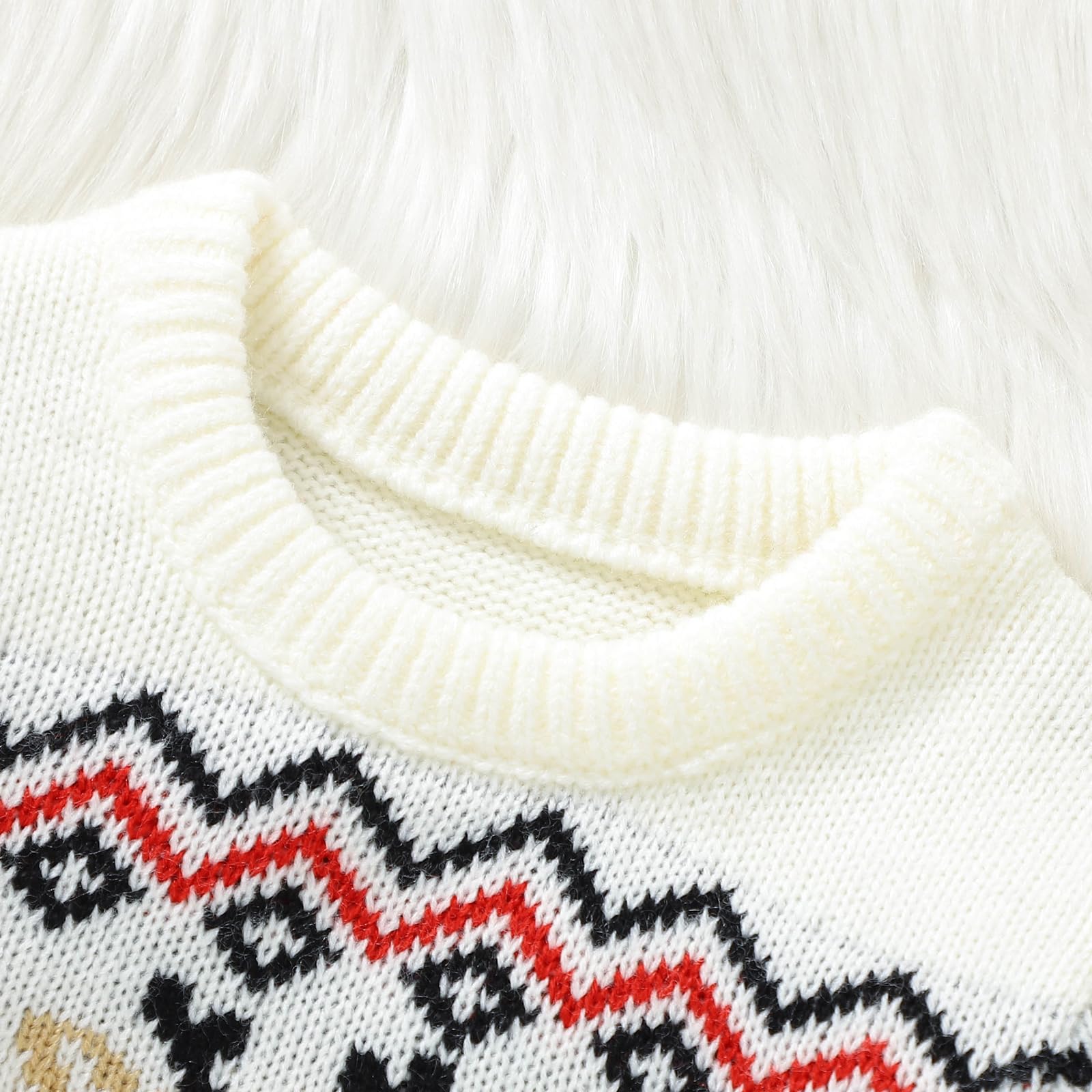 Carolilly Maglia Neonato di Natale Carino Maglione Neonata Manica Lunga con Stampa Alce Maglia Pullover Natalizia Invernale per Bambino Elegante