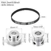 Vista 2 de MECCANIXITY Polea de distribución de 20 y 36 dientes, rueda sincrónica de 0.315 in con correa y llave para impresora 3D, máquina CNC, 1 juego
