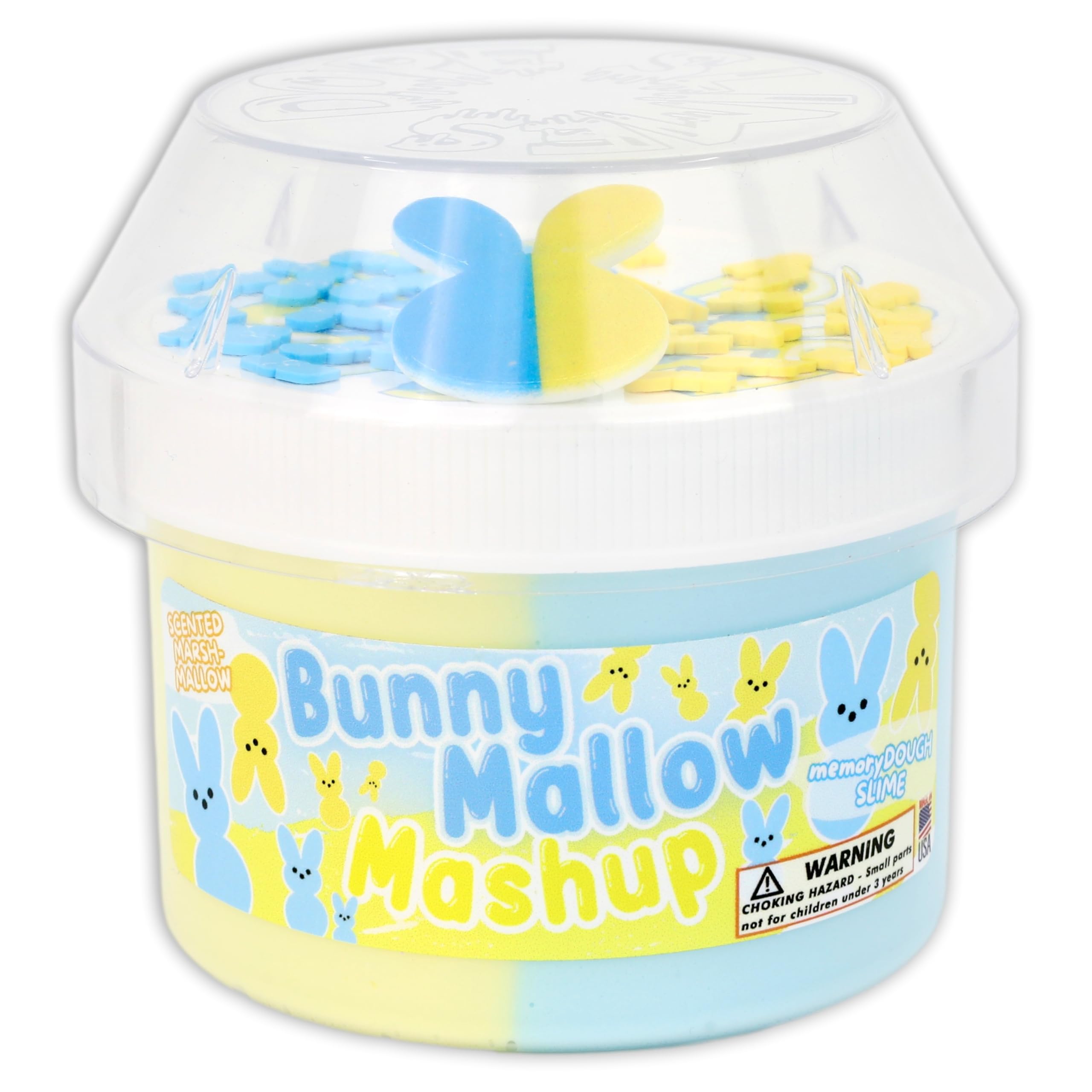 Bunny Mallow Mashup - Butter Textured Easter Slime 8 fl/oz - Handmade in USA - Dope Slimes - Blue/Yellow