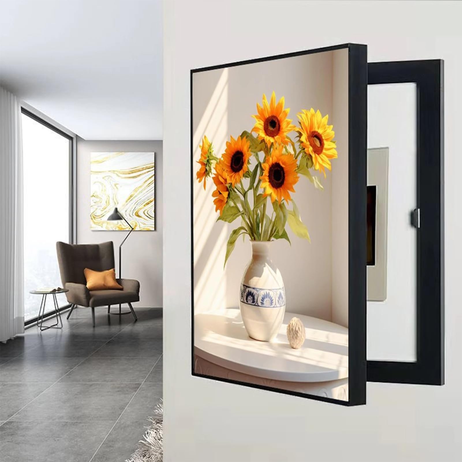 Copertura Quadro Elettrico Decorativa, Copri Contatore Interno, Pannello Interruttore per Casa, Hotel(A,30x40cm)