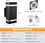 Lumières extérieures 1 Pack intégré LED Lumières de haut en bas, lampe murale extérieure noire moderne avec capteur de dusk à dawn lumière murale extérieure en aluminium pour porte Patio de porch