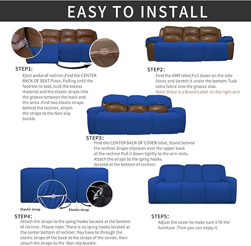 Miniatura 227 de Funda elástica para sofá reclinable de fácil colocación, Tela mezcla de poliéster Algodón, Arena