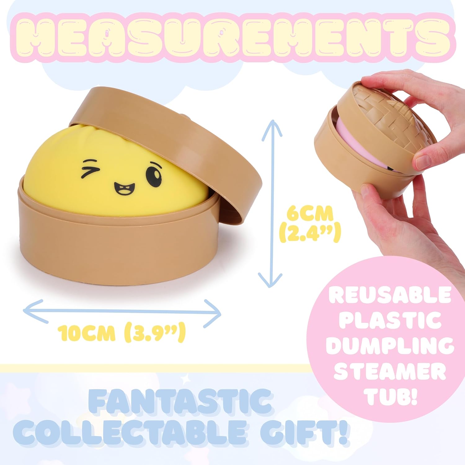 Toyland® Squishy Bao Dumpling Sensory Fidget Toy with Plastic Steamer Box - Squeeze Toys for Kids - 1 Chosen At Random - Ages 3+ — image 7