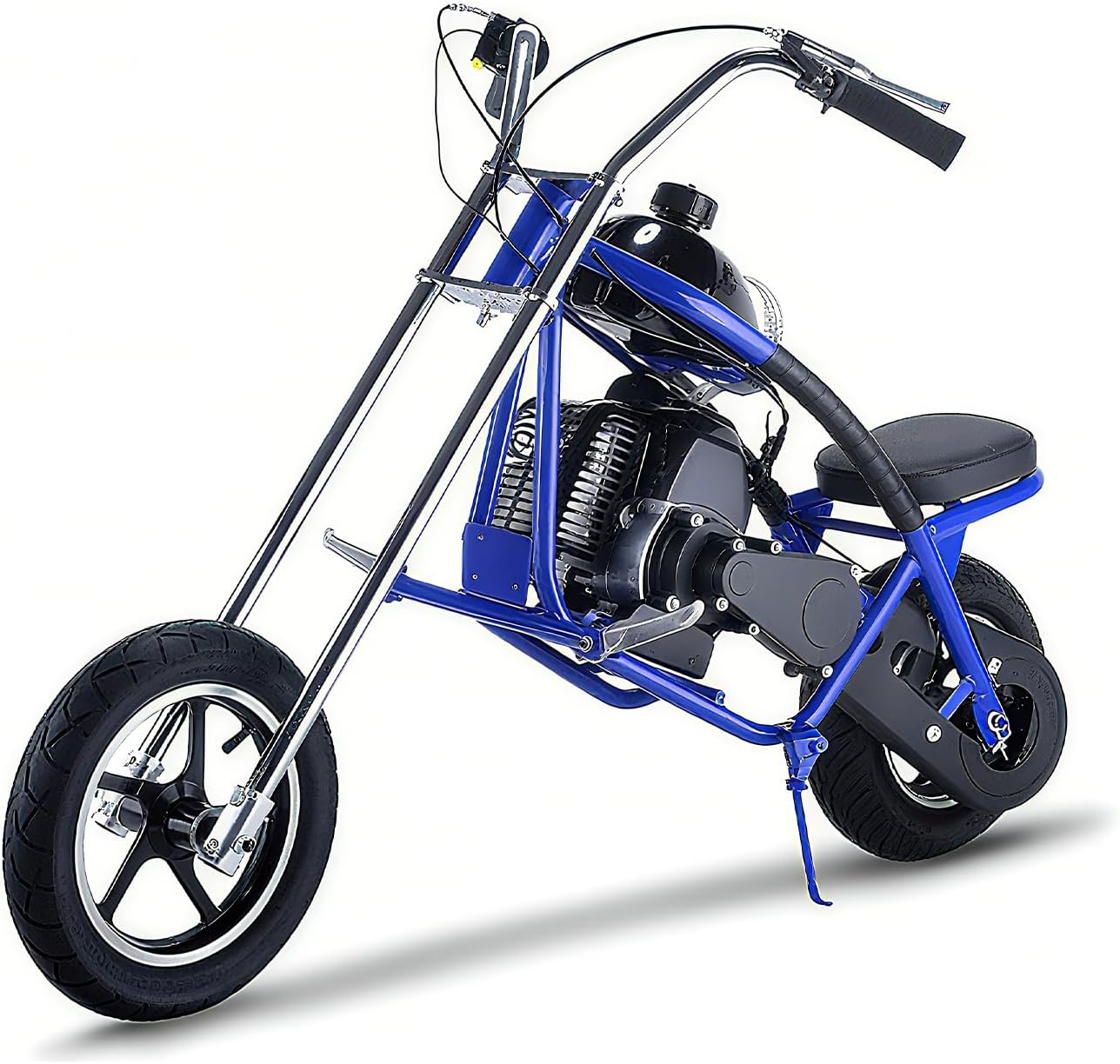 TOXOZERS ChopperV1 Mini Dirt Bike, 49CC 2-Stroke Kids Dirt Bike, EPA Approved Gas Powered with Front Fork and Rear Mono Shock, Up to 25 Mph, Weight Support Up to 170 LBS (V1-Blue)