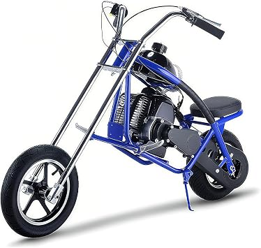 ChopperV1 Mini Dirt Bike, 49CC 2-Stroke Kids Dirt Bike, EPA Approved Gas Powered with Front Fork and Rear Mono Shock, Up to 25 Mph, Weight Support Up to 170 LBS V1-Blue