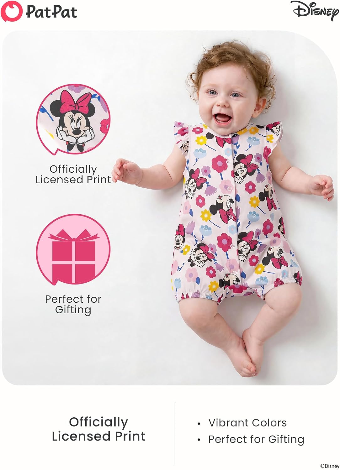 Disney Baby Girls Viscose Made from Bamboo 2 Packs Breathable Bodysuit with Ruffle Sleeves Romper Newborn to Infant image 2