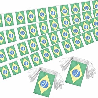 2 Pack Brazil Flag Banner String Small Mini 66 Feet 60 Pcs Brazilian Hanging Flags Decoration