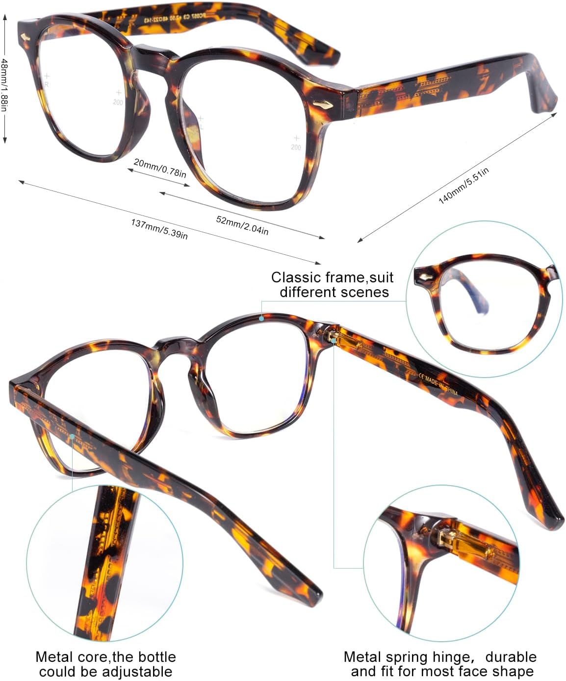 OKH Photochromic Progressive Multifocus Reading Glasses for Men Women Anti Blue Light Transition Multifocal Computer Readers