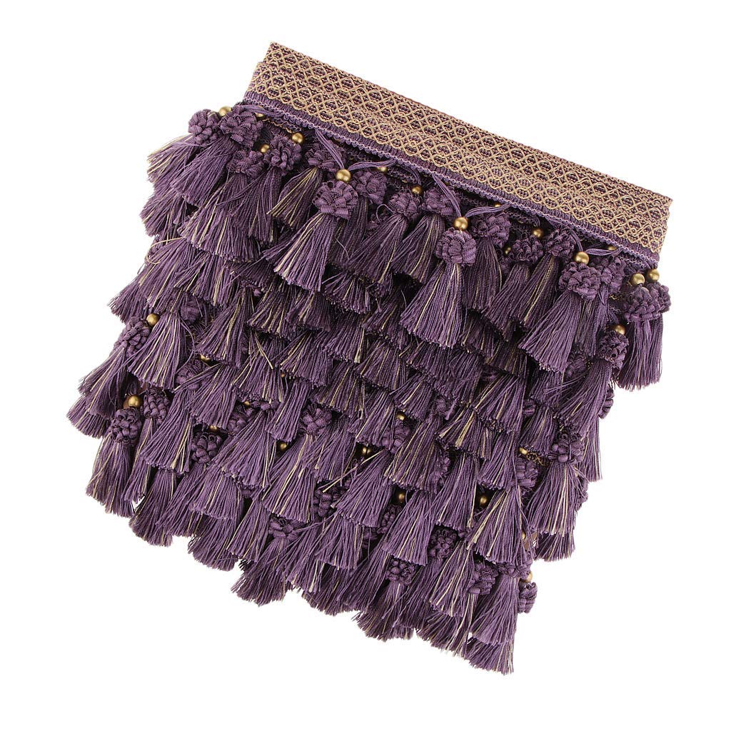 Frange à franges vintage pour rideaux, coussins, vêtements (violet foncé)