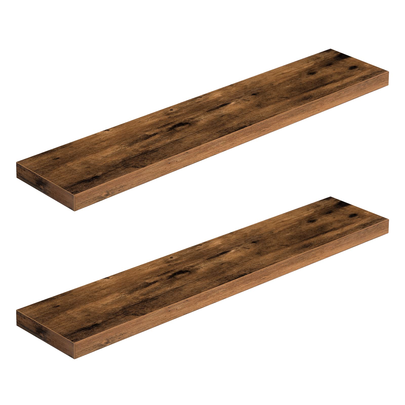 HOOBRO Floating Shelves for Wall, Wooden Floating Shelves Set of 2, Wall Mounted Shelf for Living Room, Wall Shelf with Invisible Bracket, for Bathroom,Bedroom, Rustic Brown EBF100BJP201G2HOOBRO Floating Shelves for Wall, Wooden Floating…