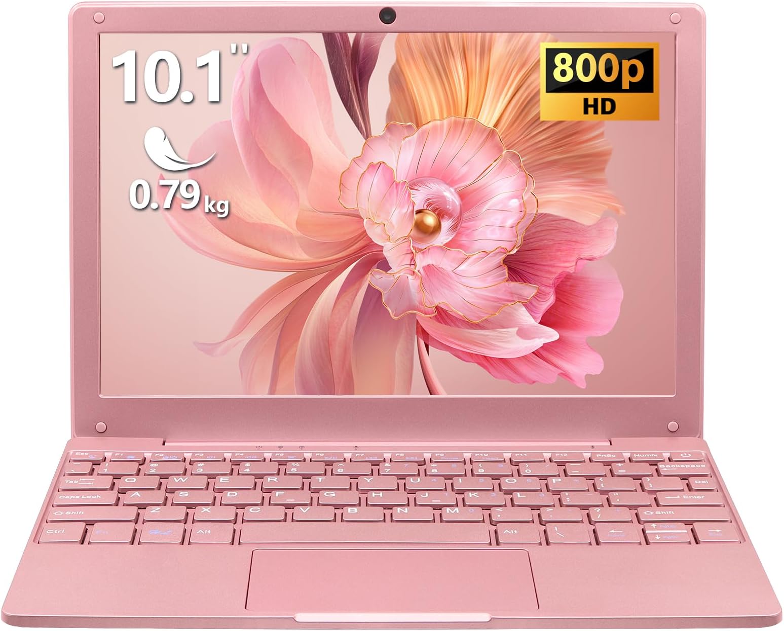 BINTEC 10.1 inch Ultra-Thin Portable Mini Laptop, Celeron N4020 Processor (up to 2.8Ghz), 8GB RAM DDR4,Weight only About 0.8Kg,Built-in Webcam, WiFi, Easy to Carry (Rose Gold, 8G+128GB SSD)