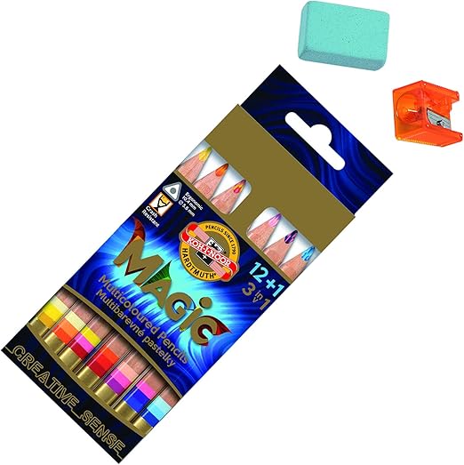 KohINoor MAGIC Jumbo Crayon de Couleur Triangulaire (Lot de 12 + 1