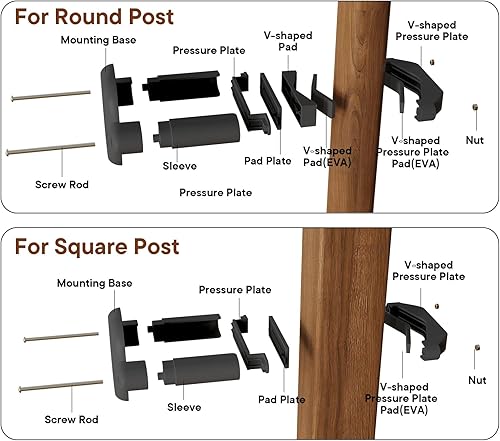 Miniatura 4 de Adaptador de barandilla para puerta de bebé, 2 piezas aplicado a puertas de malla y hierro, para barandillas cuadradasredondas, protector de