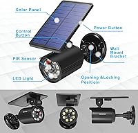 Vista 6 de Luces solares con sensor de movimiento para exteriores, IP67, impermeable, 360°, giratorio, energía solar, luces de inundación para graneros