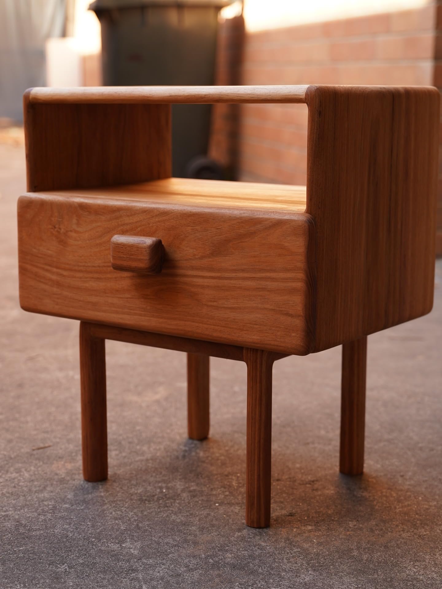 Foldable Wooden Bedside Table with 1 Drawer, Walnut Finish Night Stand, Modern Side Table with Storage for Bedroom, Living Room, Guest Room and Home Furniture-picture-23