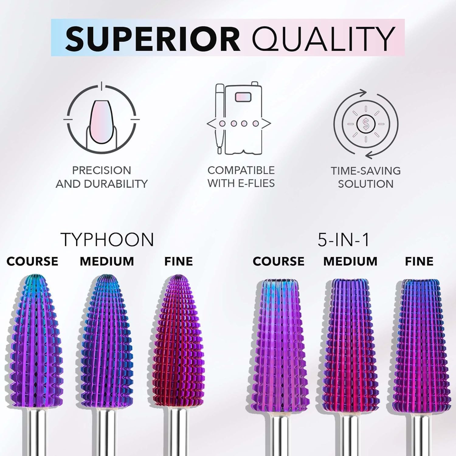 Kiara Sky Drill Bit 17 piece Set | for Beyond Pro Drill | Carbide Bits for Nail Tech, Remove Acrylic & Gel Polish | Purple