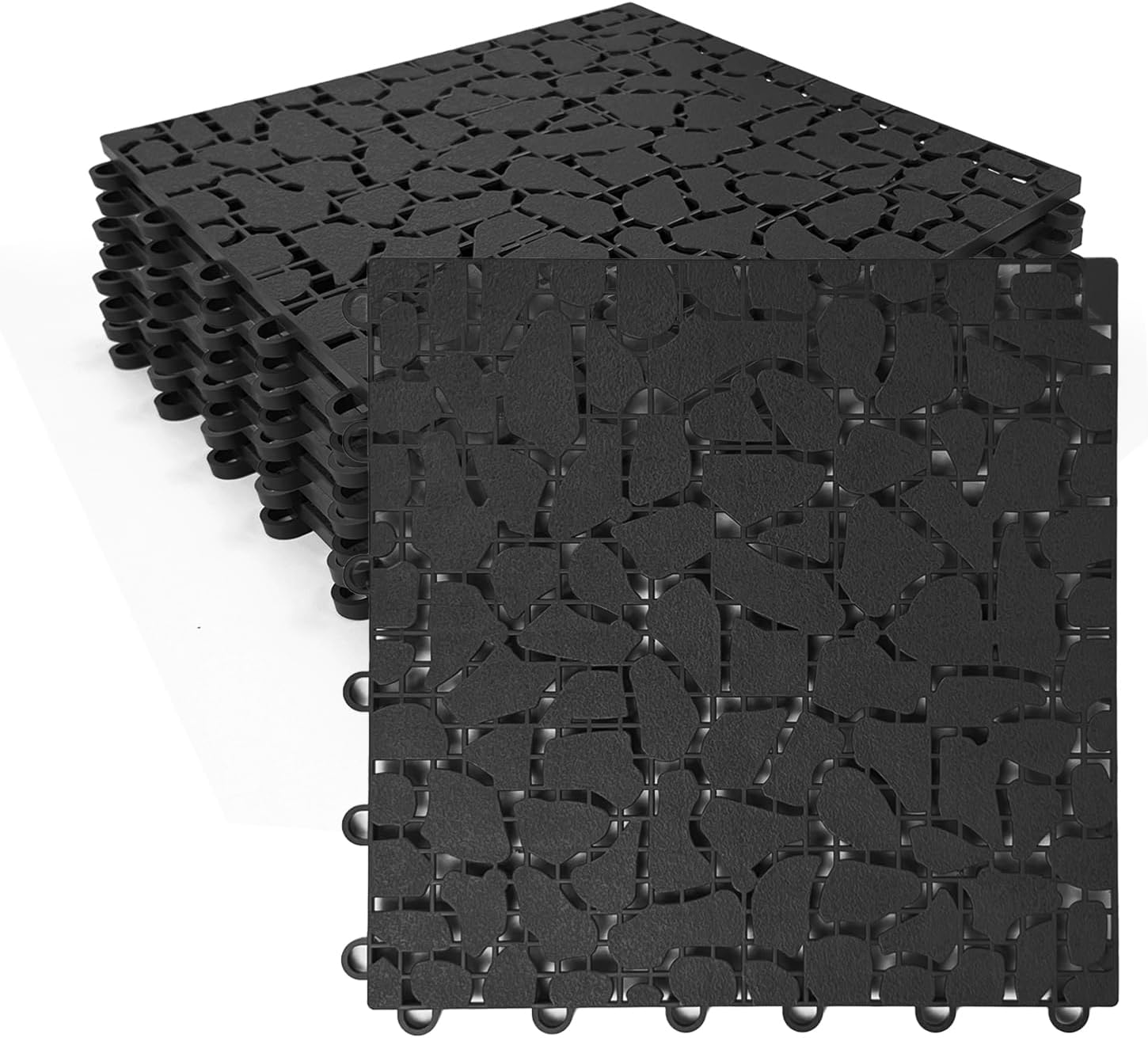 Hugeleaf 9 Pack Plastic Deck Tiles, 11.4” x 11.4