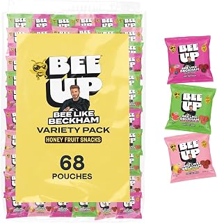 BEEUP Family Pack Honey Fruit Snacks, 0.65 Ounce Pouches (Pack of 68) | Variey of Fruity Flavors, A Teaspoon of Honey in Every Pack, Dye Free, No Corn Syrup, Individually Wrapped Fruit Snacks