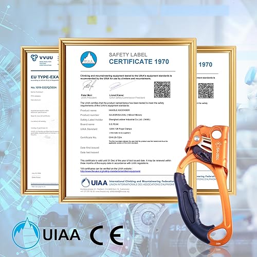 Miniatura 2 de Ascensor de mano CE, equipo de engranaje de rapel de 308.6 lbs con mango de goma ergonómico para arbolista de árboles de escalada en roca,