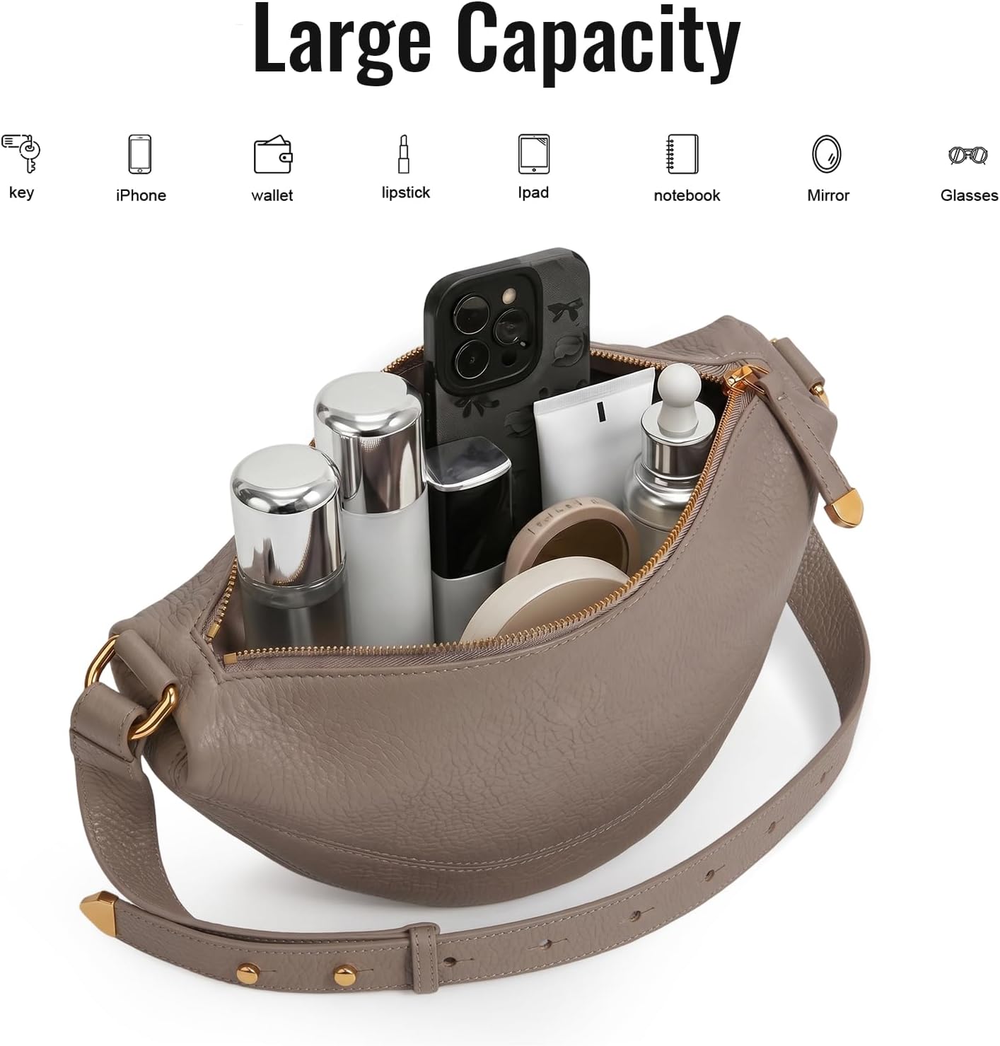 Crossbody Sling Bag for Women Crescent Bags Vegan Cross body Purses Dumpling Bag Small Travel with Adjustable Strap