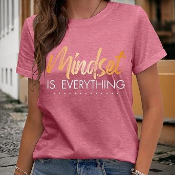 MAIHUN Inspirational Shirt for Women Mindset is Everything Tshirt Positive Kindness Short Sleeve