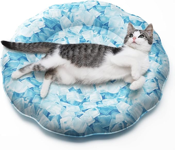 HAPPY HACHI Pet Cooling Mat for Dogs Cats Round 60cm,30s SelfCooling