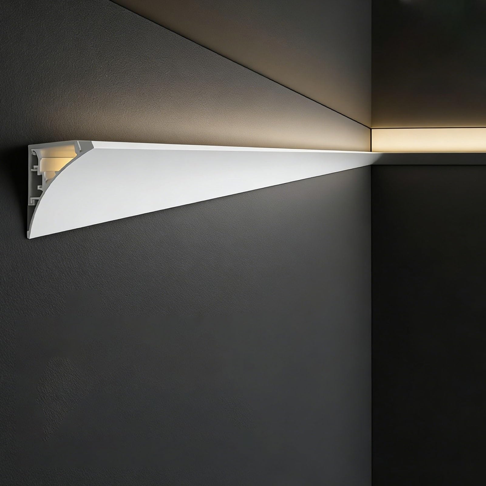 LED-Aluminium-Kanalprofil für Oberflächenmontage, Diffusorschiene für Wandwascher, Buchtenbeleuchtung, indirekte Umgebungsform für Wände und Decken