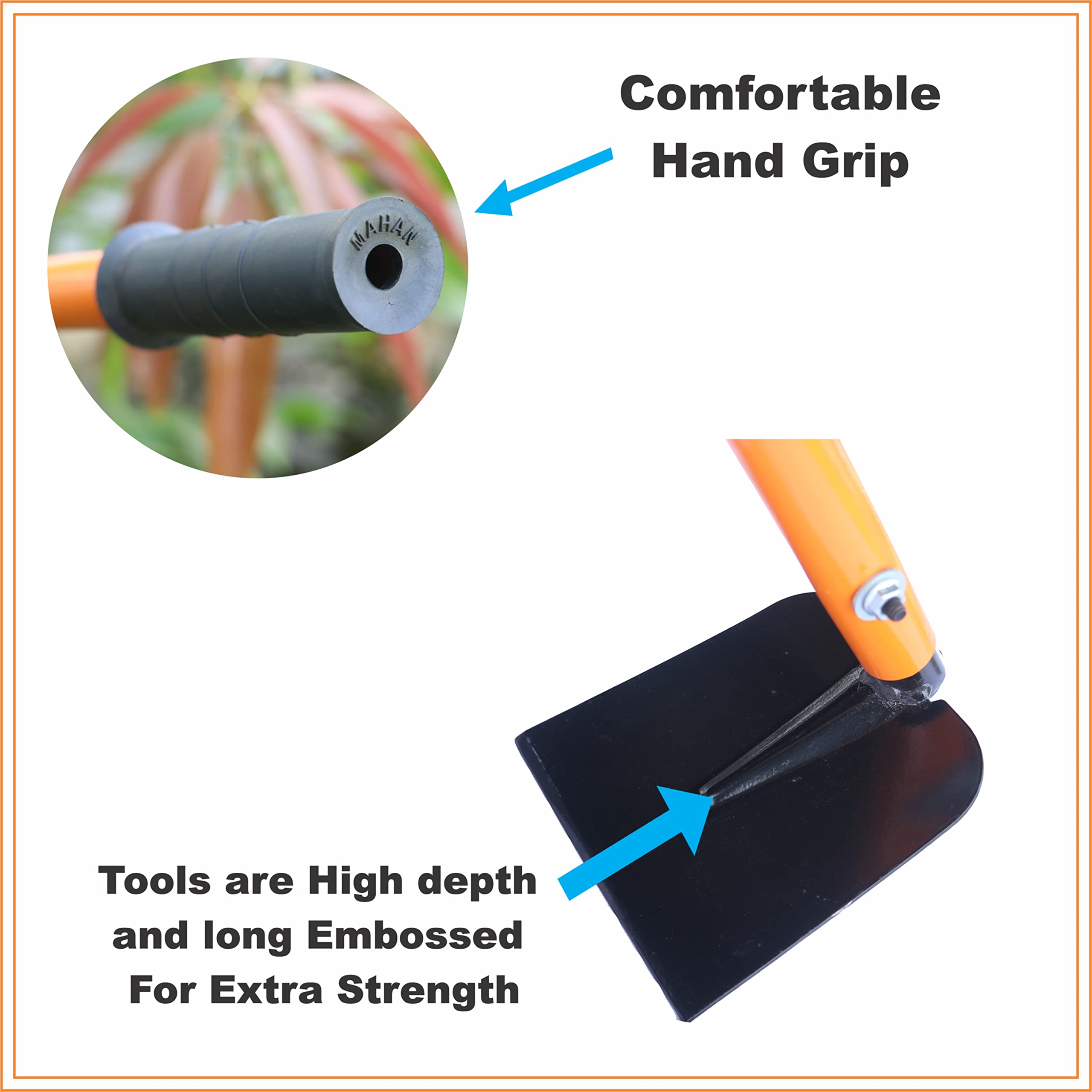 MAHAN HAND TOOLS Manual Single Broad Hoe Fork Heavy Duty Weeding Tool/Garden Tool Fork with Handel | Sharp, Strong, Durable Material - Image 3 thumbnail