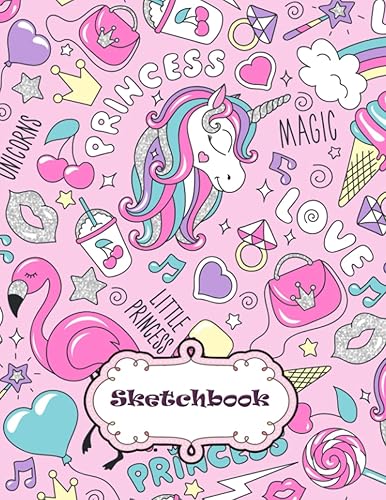 Sketchbook Cute Unicorn Sketchbook , Blank Sketchbook For Girls, 100 Pages, 8.5" x 11", For Drawing, Sketching & Crayon Coloring (Kids Drawing Books)