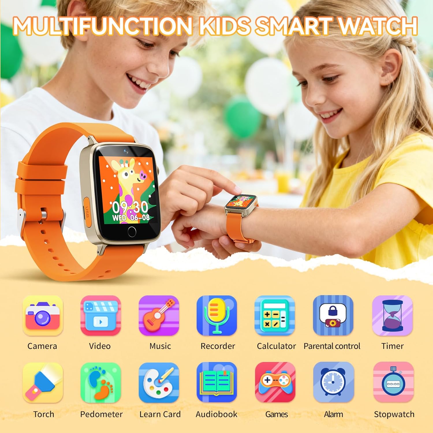Kids Smart Watches for Girls Boys, Kids Watch Toddler Toys for 4-12 Years Old, Watch for Kid with 26 Puzzle Games, Music Player, Camera & Video Recording