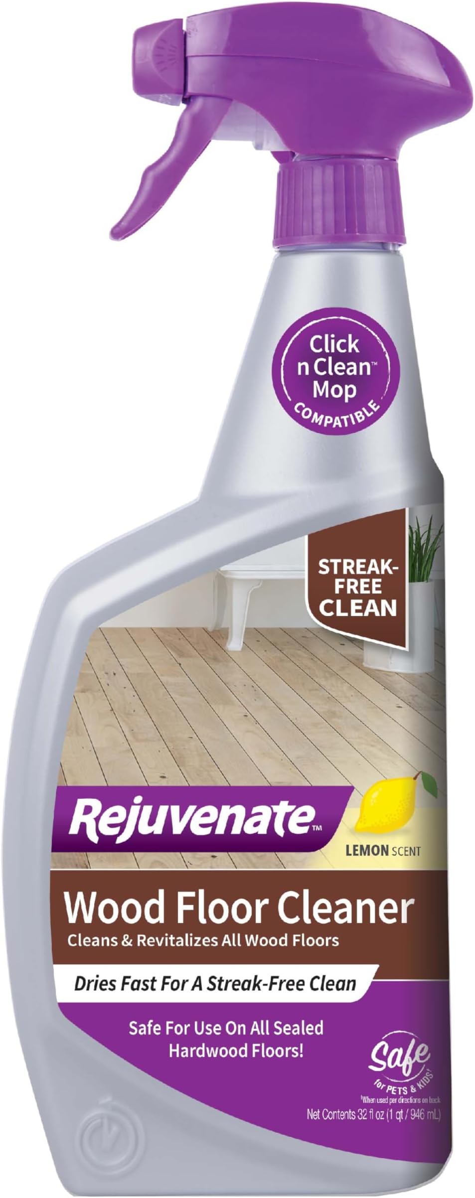 Rejuvenate Wood Floor Cleaner Cleans And Protects All Sealed Hardwood Floors And Dries Fast For A Streak-Free Clean