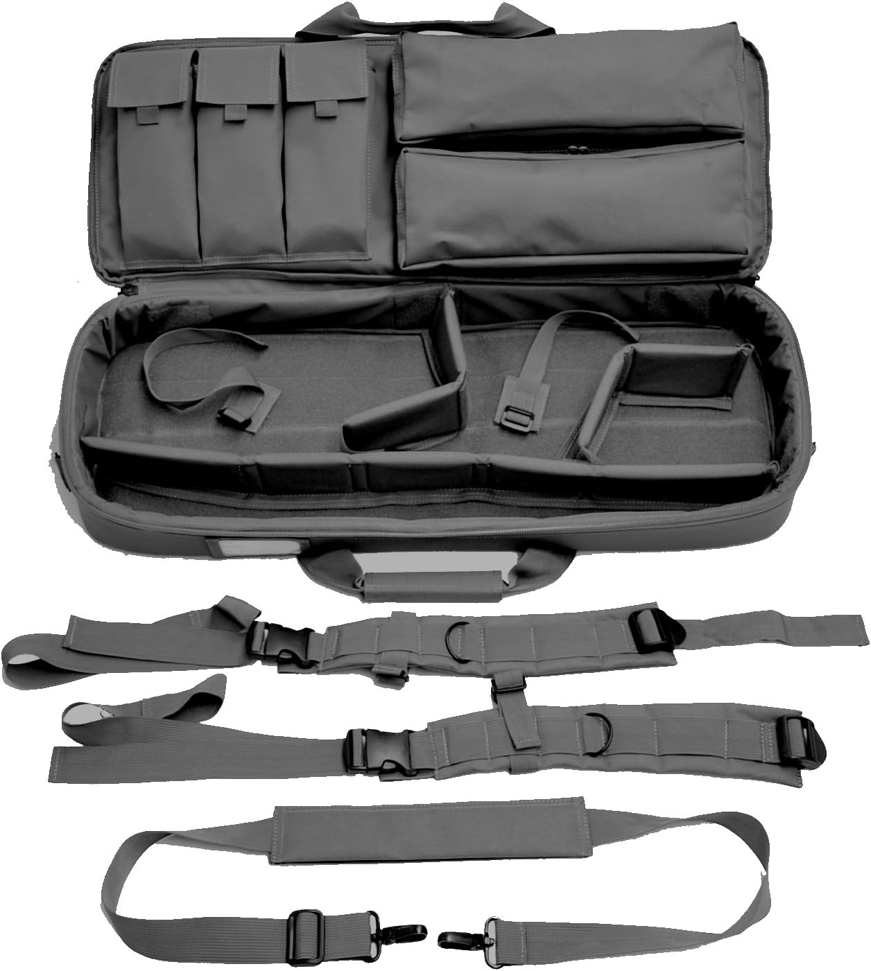 Explorer® Ranger Double Possible 3 Rifles Weapon Gun Case Tactical Carrying Military Backpack Bag with YKK Zippers with Storage MOLLE Pouches (30 inch Mojo Black Color, 30 inch Mojo Black Color MJ01)