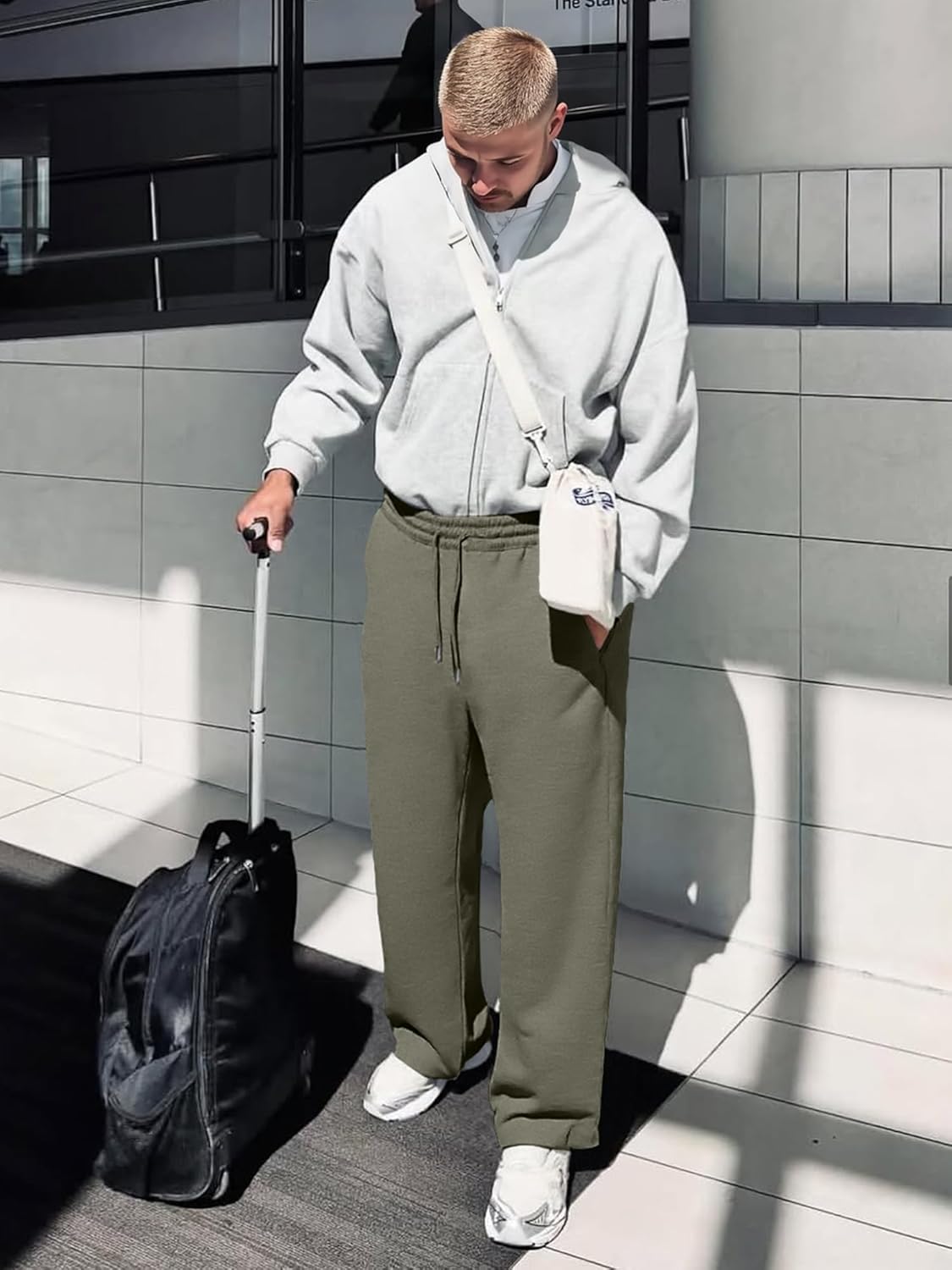 JMIERR Men's Casual Baggy Pants Wide Leg Lounge Travel Pants Streetwear with Pockets - Image 5