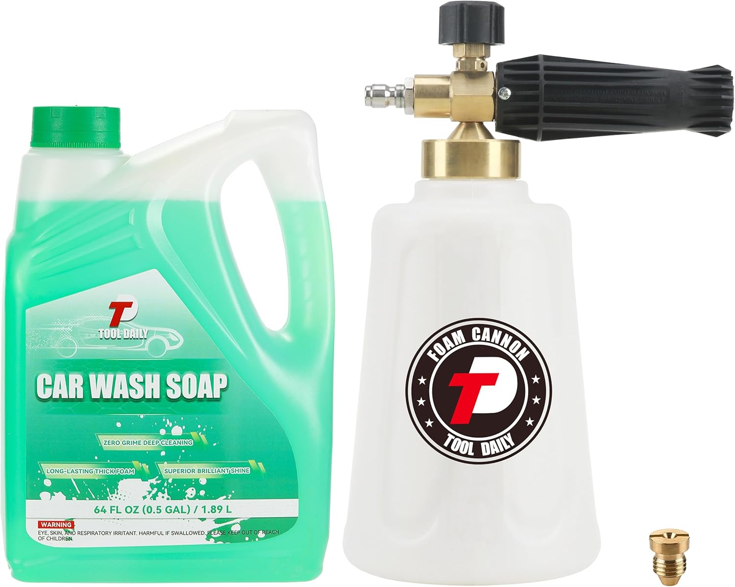 Tool Daily Foam Cannon for Pressure Washer with Car Wash Soap, Adjustable Snow Foam Lance, Additional Orifice Nozzle 1.1mm, 1/4” Quick Connect