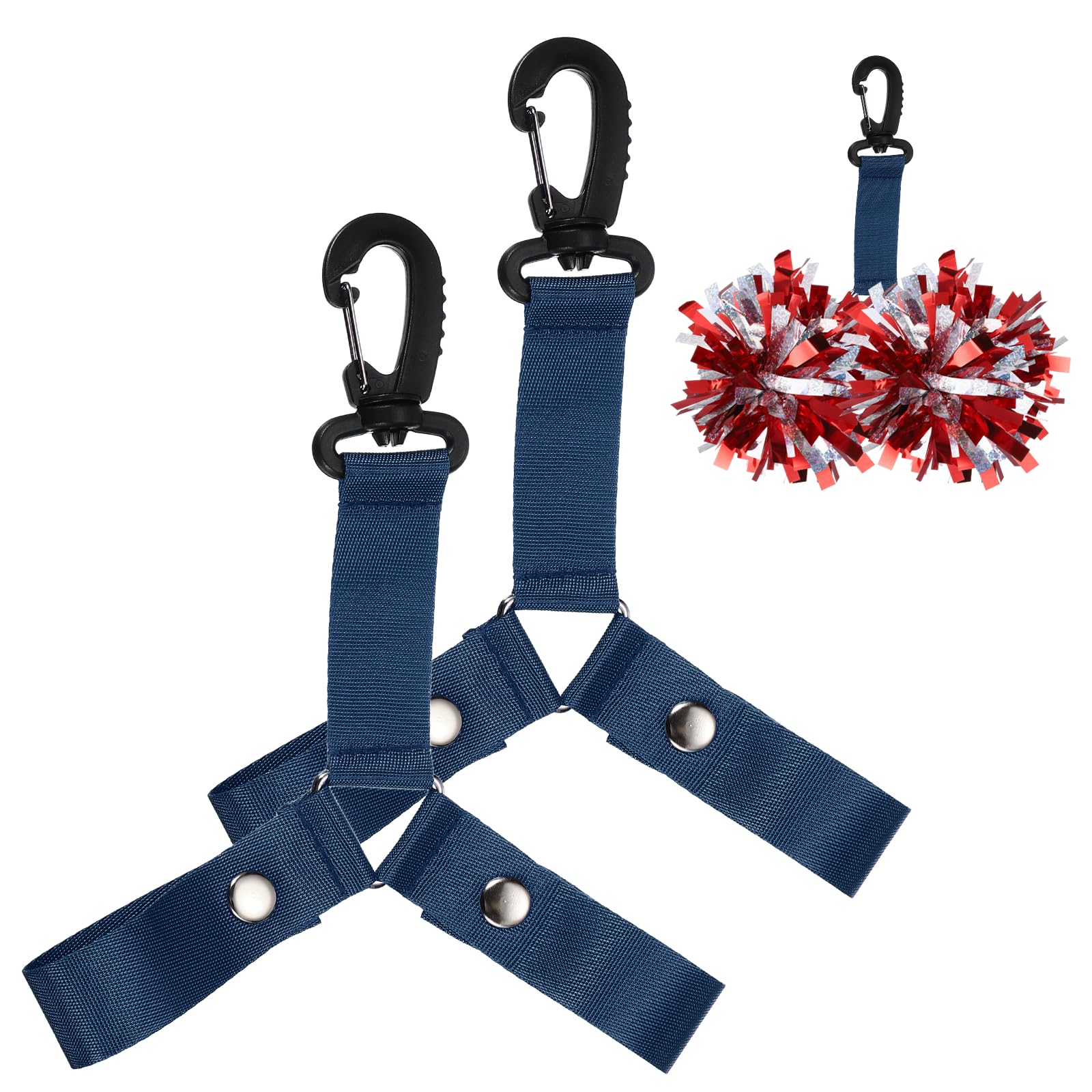 YELARXI Pom Pom Holder Hanger with Snap Button, Cheerleading Backpack Cheerleader Team Tags Strap Accessories 1Pcs & Navy Blue-Fit (Essential Cheer Bag Accessories/Dance/Sport Squad)