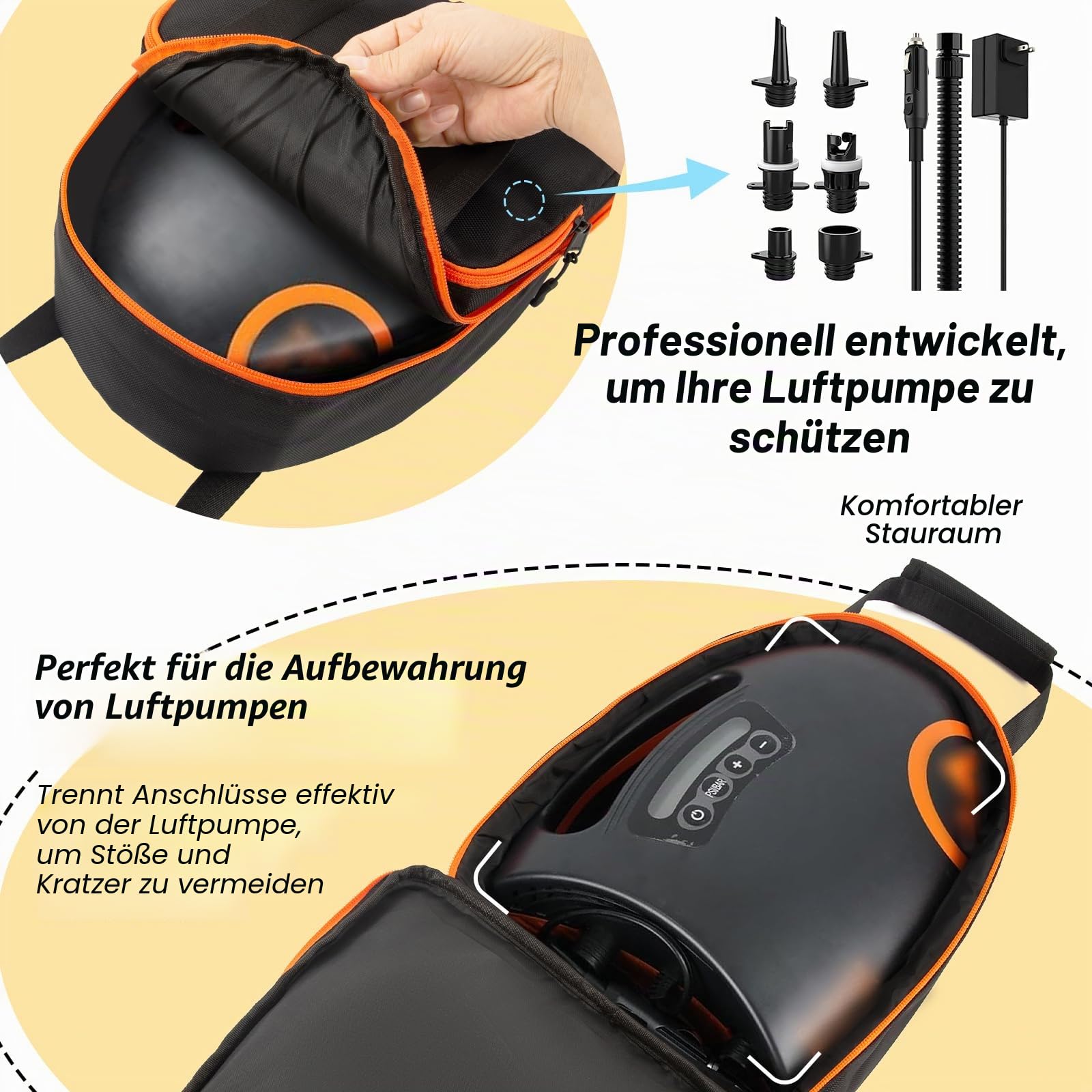 Paddelboard-Pumpentasche, Oxford-Tragetasche für SUP-Pumpe, Aufbewahrungstasche für elektrische Luftpumpe, Shark II, Paddelboard-Zubehör (nur Tasche)