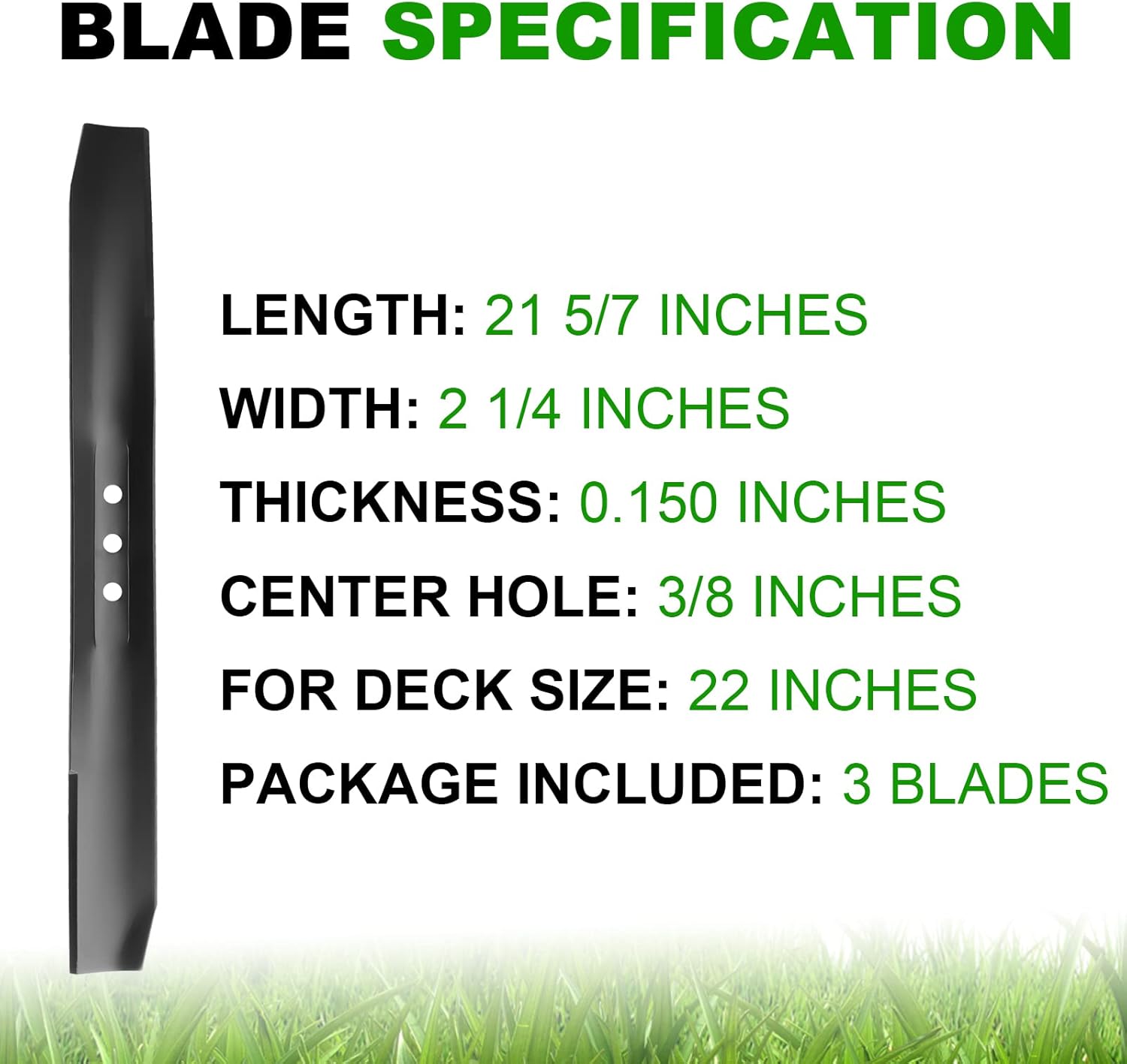 Aeagle Medium Lift Blade 22 inch Deck for Toro Recyclers Steel Decks 104-8697-03 108-9764-02P 108-9764-03 131-4547-03 3 Pack (Black)