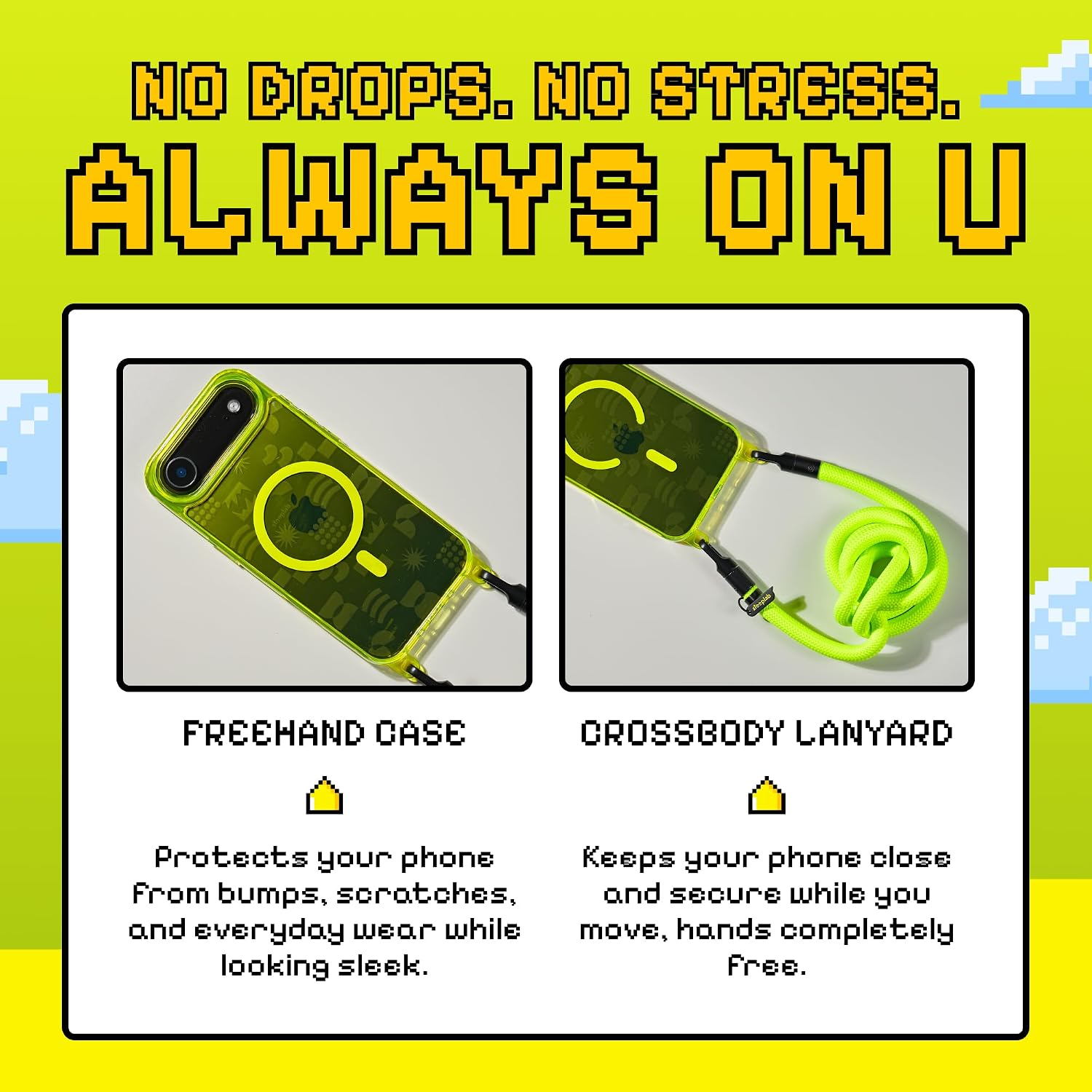 SteepLab Freehand Case + Crossbody Lanyard Bundle for iPhone 17 Air - Hands-Free Carry with Bold Color Protection - Playstatic
