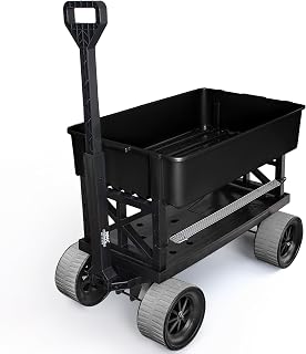 Mighty Max Tank - USA-Made Multi-Terrain Utility Cart Wagon/Cooler Cart Kit with Never-Flat Max Terrain Wheels, 250 lbs Capacity, w/ 2.5 cu. ft. Black Poly Tub